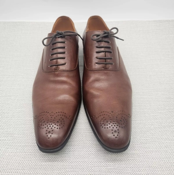 Finsbury Size 43 Brown Leather Oxford Dress Shoes Men - Picture 3 of 14